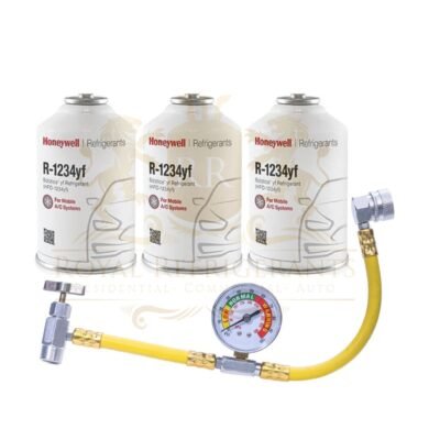 Honeywell Genuine 8oz R1234YF Refrigerant (3 8oz Cans) & Hose with Gauge