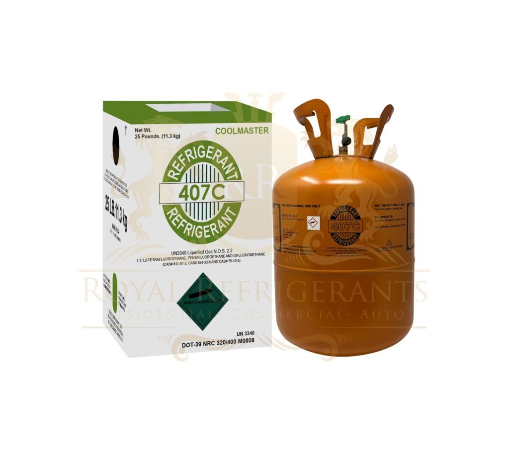 R-407C 25 lb Refrigerant AMERICAN BRANDED New Factory Sealed Cylinder- USA Brand, High-Purity HVAC Refrigerant